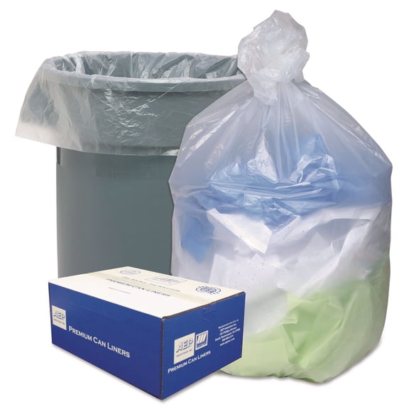 Ultra Plus High Density Can Liners 55-60gal 14 Microns 38 x 60 Natural 200/Carton HD386014N
