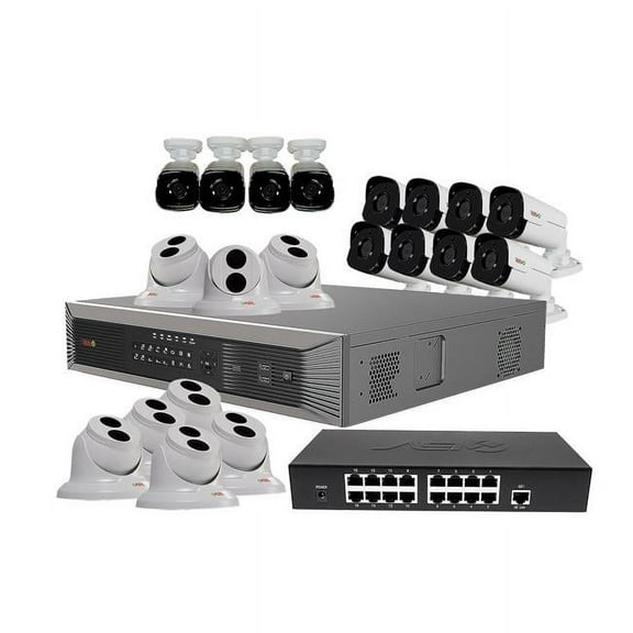 Ultra Plus HD 32 Channel NVR Surveillance System with Cameras-Size:4TB,Style:32 (8 Turret and 12 Bullet) - 4 Megapixel Cameras