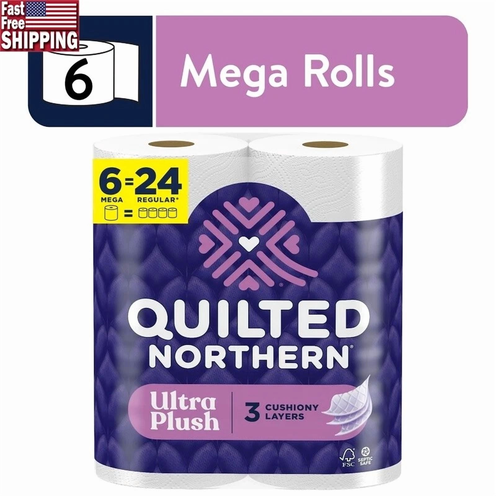 Ultra Plush 3 Ply Toilet Paper Mega Rolls Soft Absorbent 6 Pack Bath Tissue New