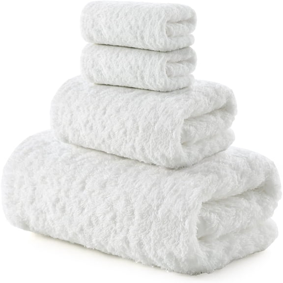 Ultra-Plush Bath Towel Set - 900GSM Premium Thick Cotton for Bathroom & Spa, Super Absorbent Quick-Dry Bath Sheets with No Shedding (4-Piece Set for Adults, Luxury Hotel & Home Use)-White