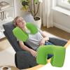 Ultra-Plush Flocked PVC Inflatable Travel Neck Pillow U-Shaped Cushion for Aviation Outdoor Home Use Portable Cervical Support with Soft Velour Cover for Airplane Train Car Long Journey Office