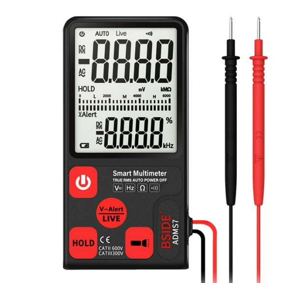 Ultra-Portable Digital Multimeter ADMS7 Large 3.5" LCD 3-Line Display Voltmeter AC DC Voltage NCV Resistance Ohm Hz Tester