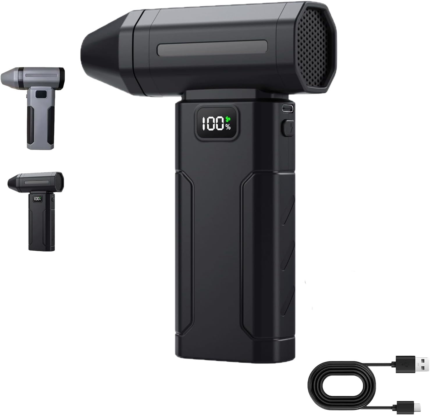 Ultra-Powerful 150,000 RPM Portable Turbo Fan, Adjustable Electric Air Duster, Rechargeable Cordless Motor Blower for Car Detailing, PC, Keyboard, Snow Cleaning (1PC-Black)