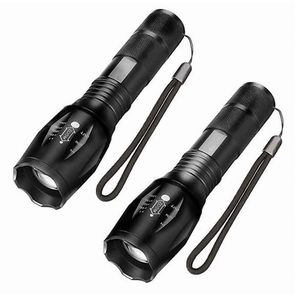 Ultra Powerful LED Flashlight, 1000 Lumens Zoomable Flashlight, 5 Lighting Modes, Shockproof Anti-Slip for Camping Hiking Emergency, 2 Pack