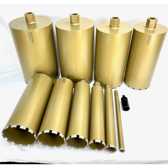 Ultra Premium 1" - 10" Diamond WET Coring Bit Set for Concrete Core Drill