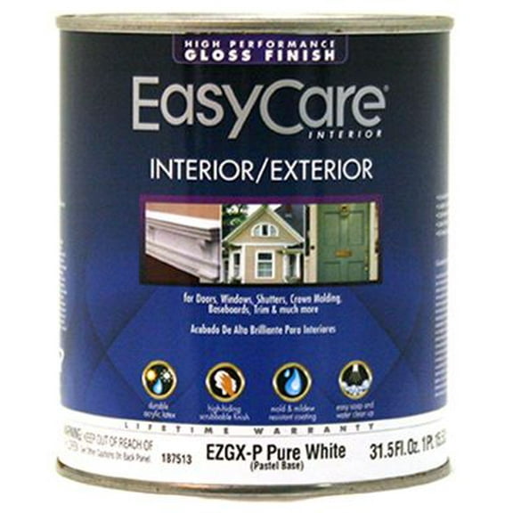 Ultra Premium Interior/Exterior Paint, High Gloss Pastel Base, Pure White, Quart