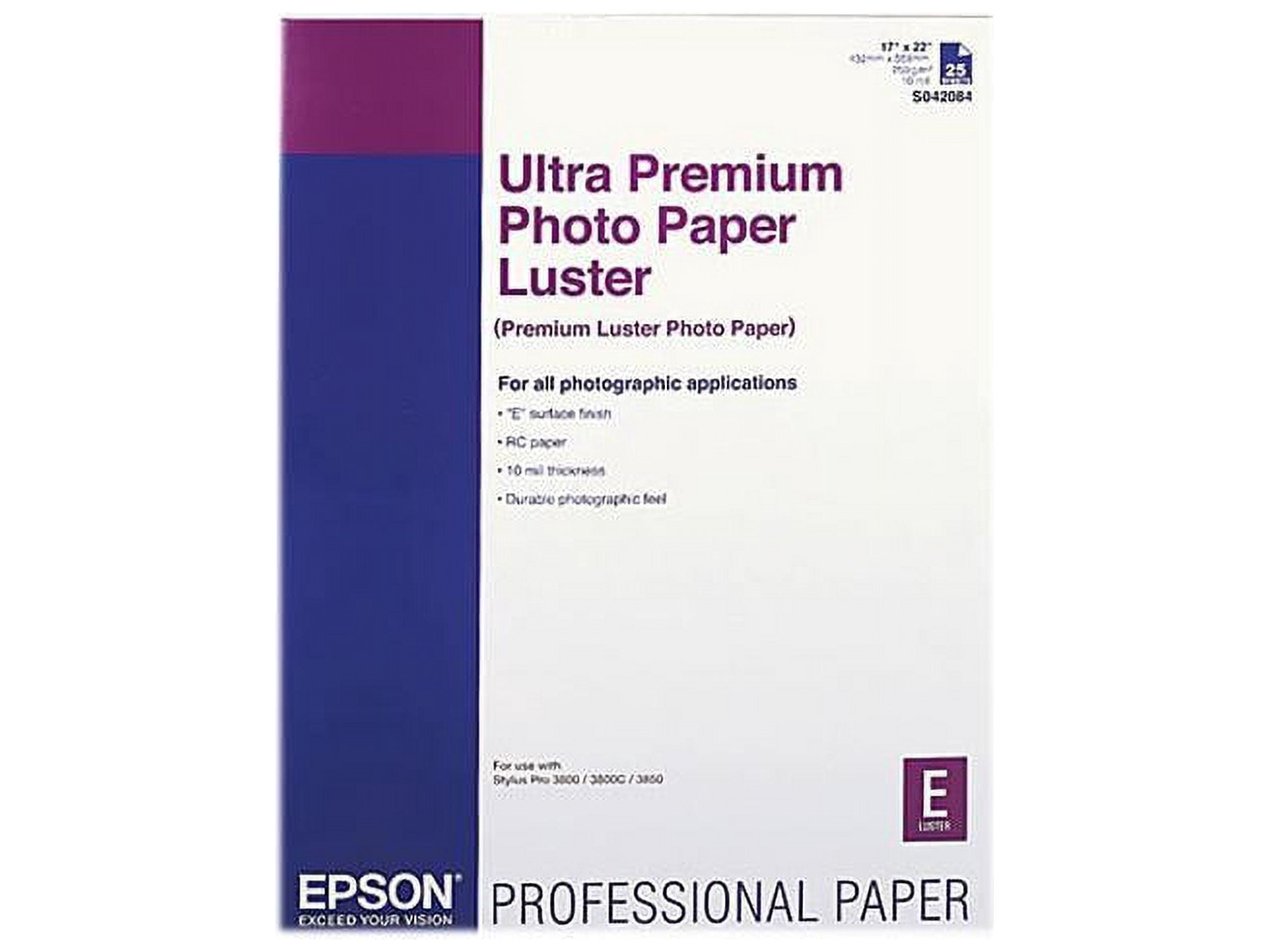 EPSON S042084 Ultra Premium Photo Paper, Luster, 17 x 22, 25 Sheets/Pack