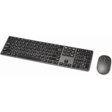 Ultra Premium Wireless Keyboard and Mouse Combo, Rechargeable, Full-Size with Number Pad, Sleek Design, Plug and Play, Quiet Typing, 2.4GHz USB Receiver, Black