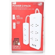 Ultra Pro Elite Power 2 Pack 3 Outlet Extension Cord + 6 Outlet Surge Protector