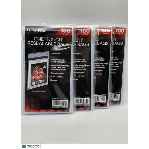 Ultra Pro One-Touch Resealable Bags 4 Packs of 100, 400 Total Bags