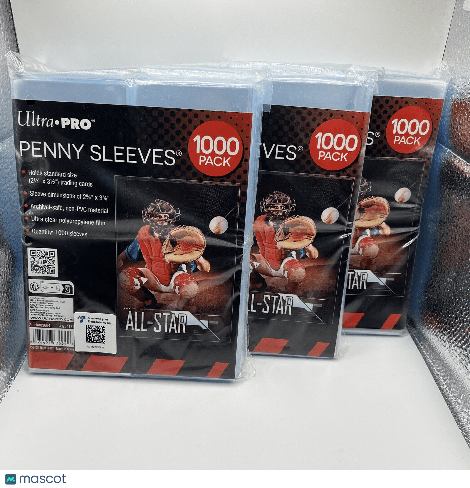 Ultra Pro Penny Card Soft Sleeves 3 packs of 1000 for Standard Cards, 3000 Total