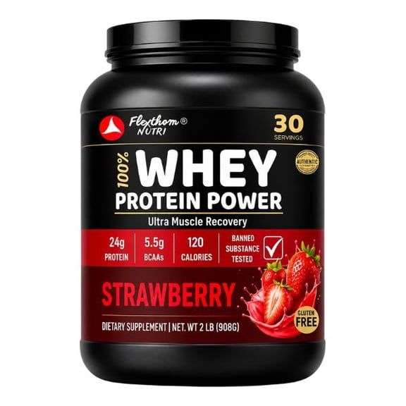 Ultra-Pure 100% Whey Protein Powder Strawberry | Lean Muscle Nutrition (2 lb)