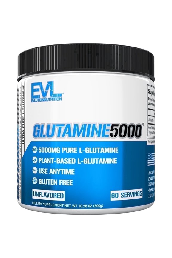 Ultra Pure L-Glutamine Powder - Gut Health & Post Workout Recovery Supplement 5000mg - Evlution Nutrition Glutamine 5g Essential Amino Acids for Men and Women