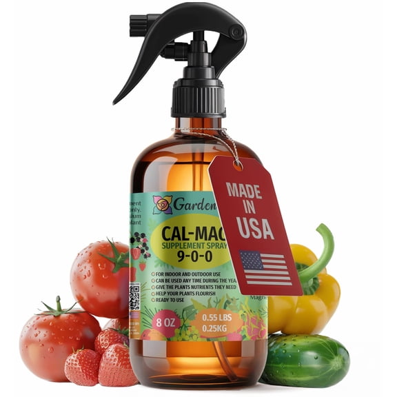 𝐏𝐑𝐄𝐌𝐈𝐔𝐌 Ultra Pure Professional Grade Cal-Mag Fertilizer Spray - 8oz Bottle - High-Grade Calcium, Magnesium & Iron Plant Supplement - Corrects Common Plant Deficiencies (9-0-0 NPK)