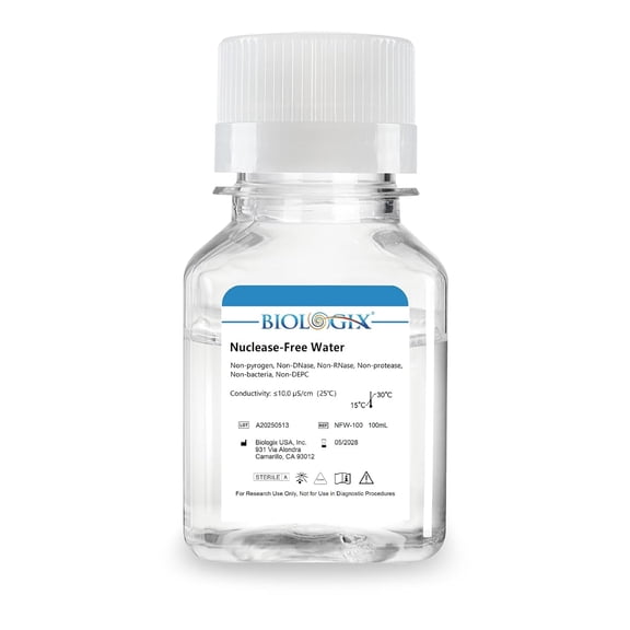 Ultra Pure Water, 100ml Nuclease Free Water Molecular Biology Grade, Sterilization, DNase, RNase, Protease, Endotoxins (Pyrogen) Free, PCR/RT-PCR Certified