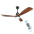 thumbnail image 1 of Ultra Quiet 52" Solid Wood Ceiling Fan with Lights and Remote Control, Reversible Blades, 3-Speed, Dimmable LED Kit, Matte Black, 1 of 7