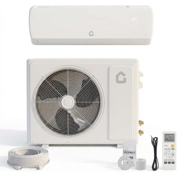 Ultra-Quiet 9000 BTU 19 SEER2 Ductless Wall-Mount Mini Split Air Conditioner & Heat Pump  3-in-1 Cooling/Heating/Dehumidifying  115V Inverter, Cools Up to 450 Sq.Ft  10ft Pre-Charged Line