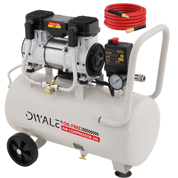 Ultra Quiet Air Compressor, 2HP 6.4 Gallon Oil-Free Portable Air Compressor, 60dB Low Noise, 6.71CFM@115PSI, 110V/60Hz Air Compressor with Overload Protection & Safety Valve, Ideal for Tire Inflatio