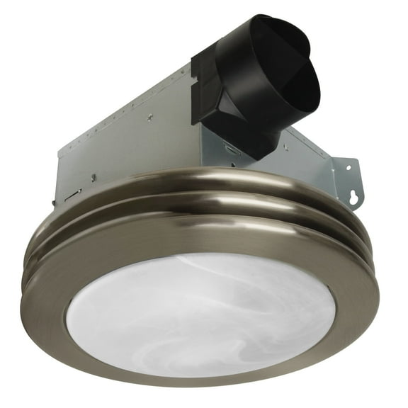 Akicon Bathroom Exhaust Fan with LED Light 80CFM 2.0 Sones with Frosted Glass Cover Brushed Nickel