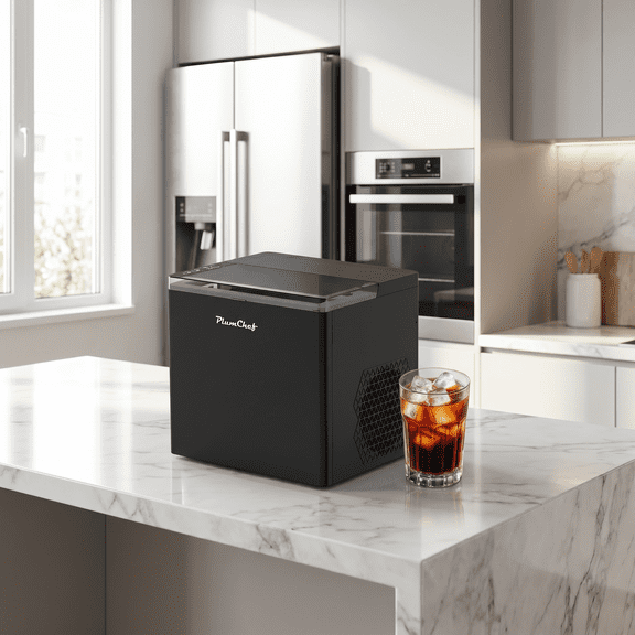 Ultra-Quiet Countertop Bullet Ice Maker, 26 lbs Per Day Portable Ice Machine with Self-Cleaning, Ice Basket and Scoop for Home Kitchen Office RV