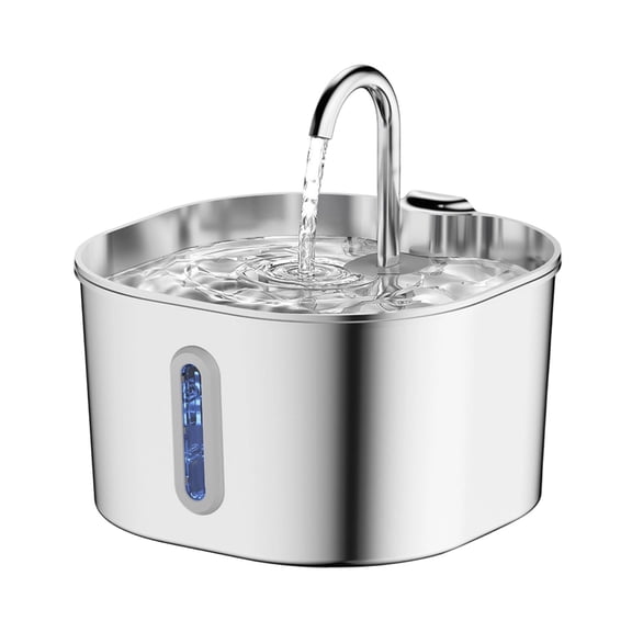 Ultra Quiet Feliflow Stainless Steel Fountain 2.2L for Cats, Water Level Observation Window Filter-Free Structure