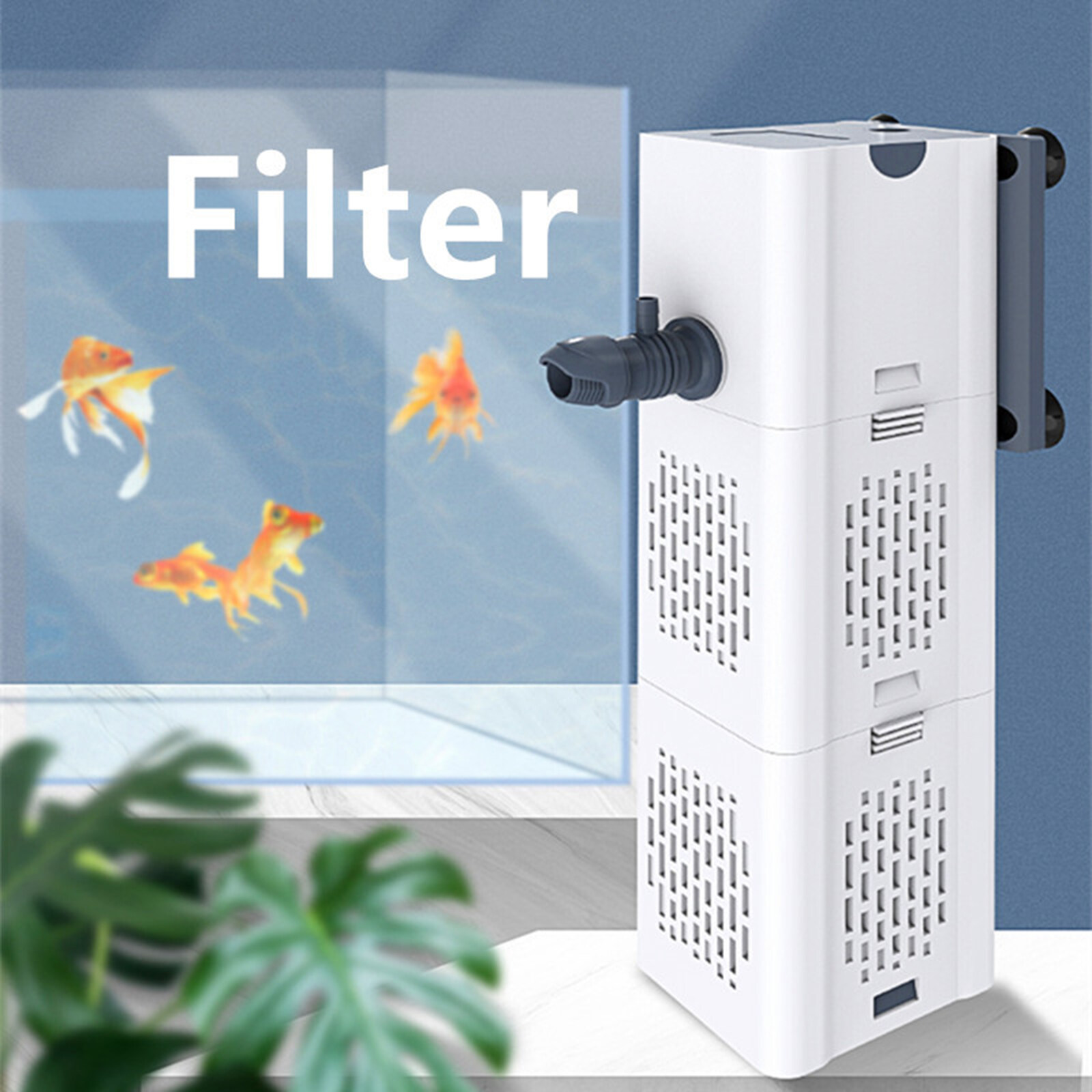Ultra Quiet Fish Tank Filter 4in1 Internal Aquarium Filter,5001800L