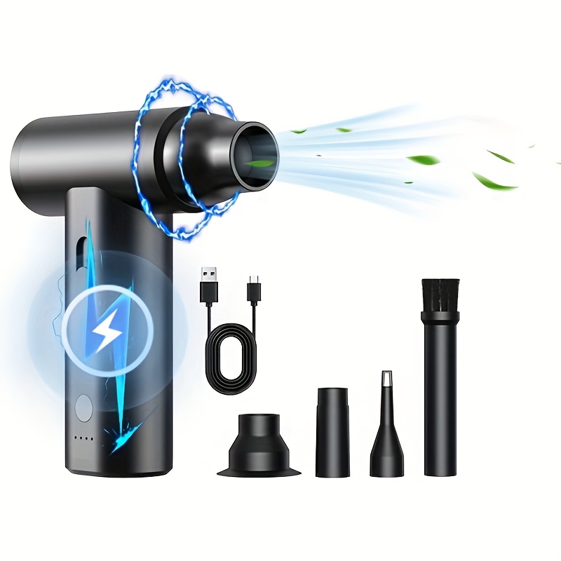 Ultra-Quiet Portable Handheld Fan - 120,000 RPM Turbo, Rechargeable 4000mAh Battery, Metal Body, Ideal for Keyboards, Outdoors, Cars & Home Use