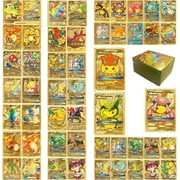 Ultra Rare 110 PCS Gold Cards Packs Vmax V EX GX Rare Golden Cards TCG Deck Box Gold Foil Card for Fans/Kids/Collectors Gifts
