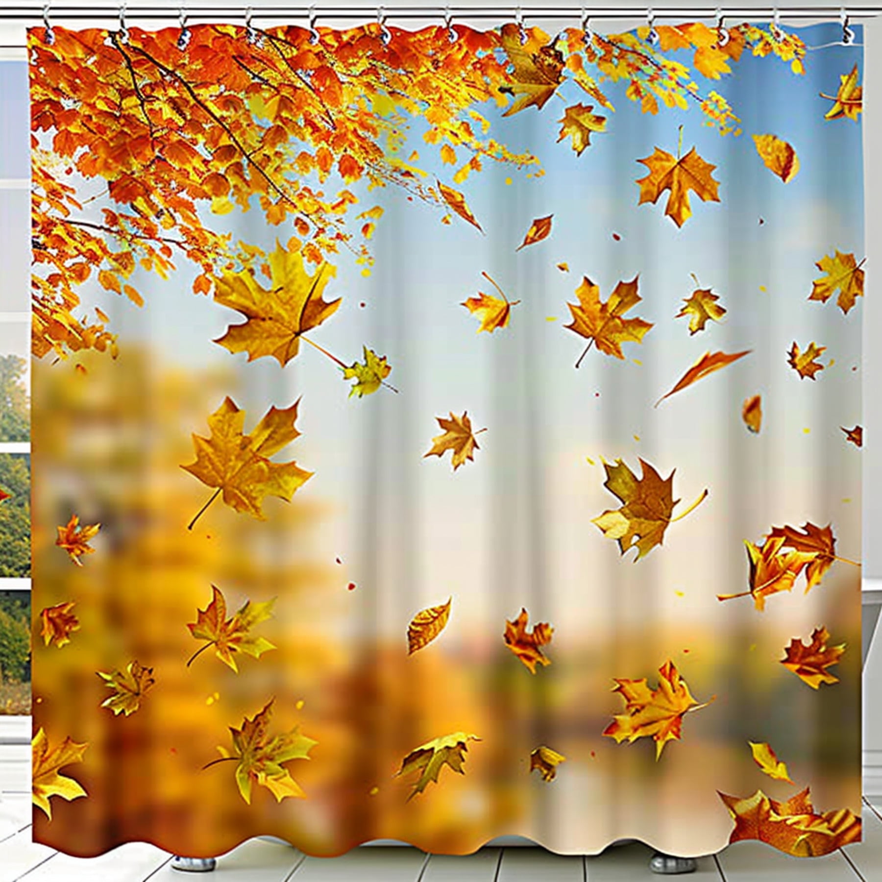 Ultra Realistic Autumn Leaves Shower Curtain Vibrant Design