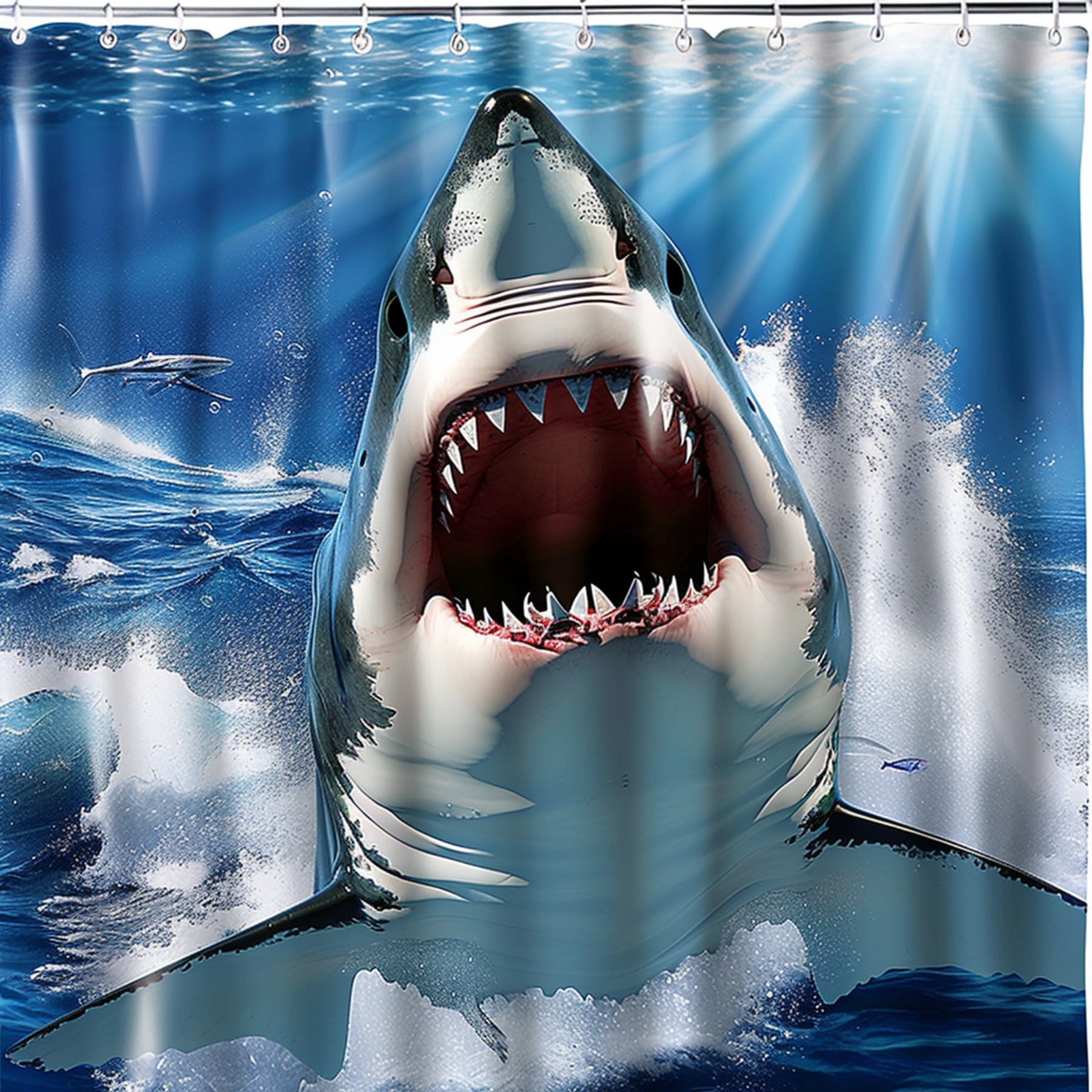 Ultra Realistic Shark Shower Curtain Ocean Theme Bathroom Decor with ...