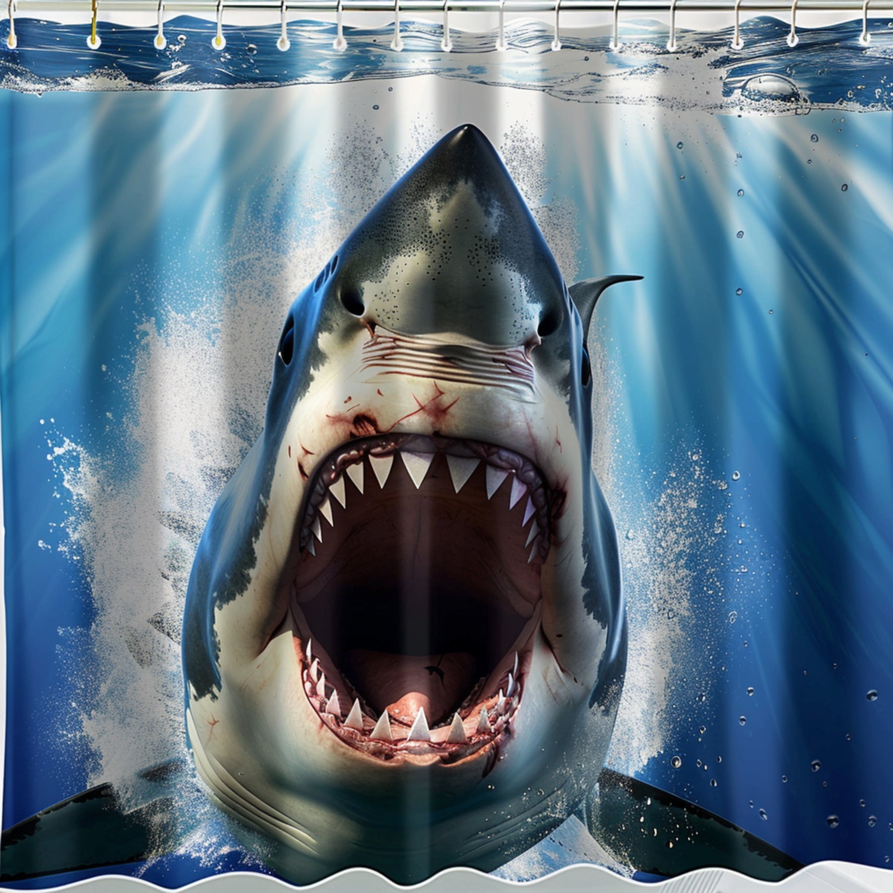Ultra Realistic Shark Underwater Bathroom Curtain Hyper Detailed Design ...