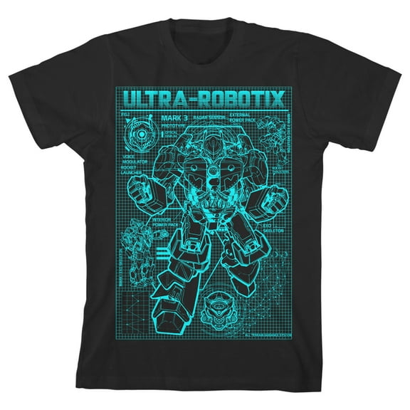 Ultra Robotix Youth Boys Black Graphic Tee-Large