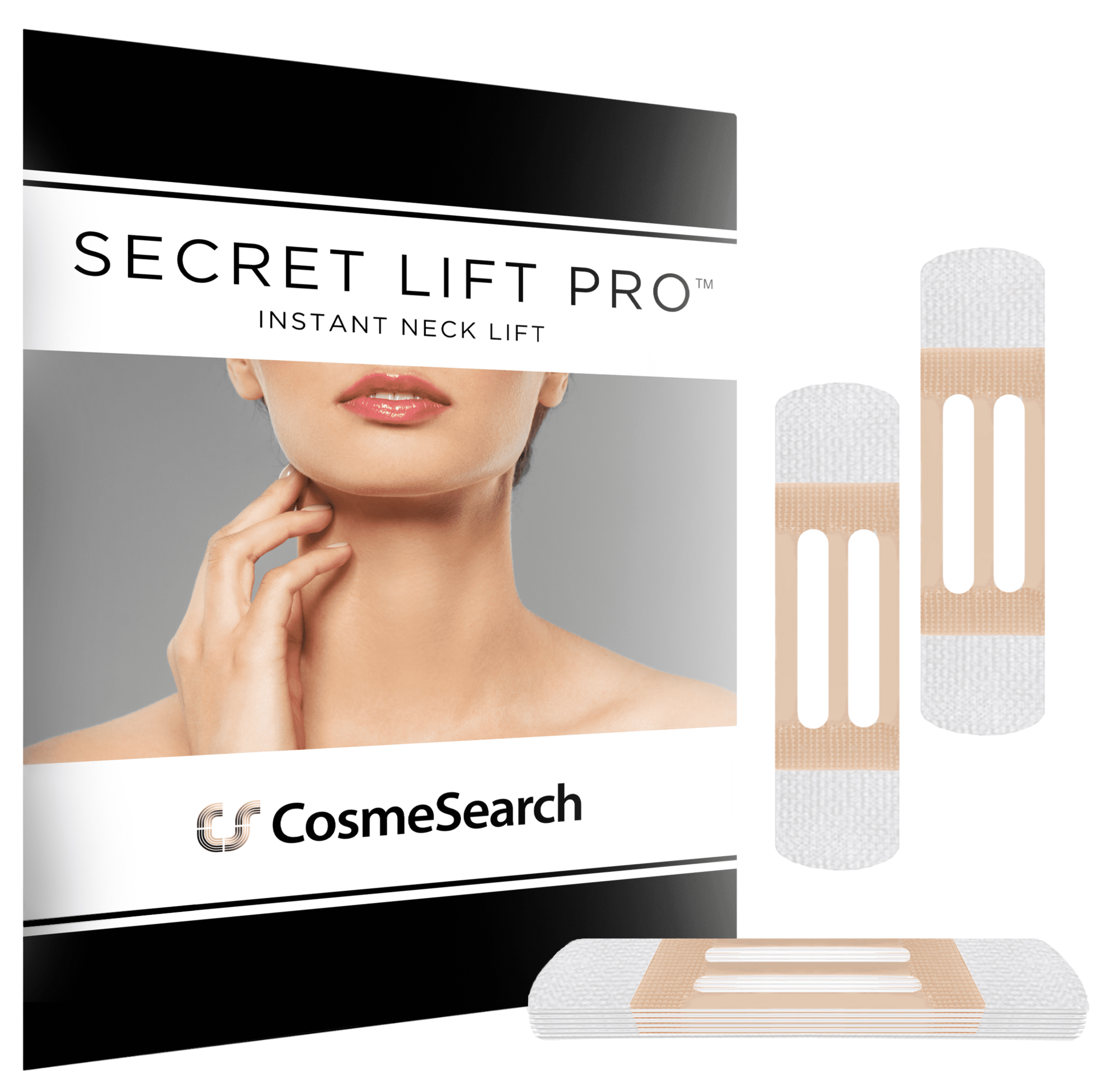 Secret Lift Pro - Instant Neck Lift Tapes Pre-Assembled w/Bands for Firmer Skin by CosmeSearch