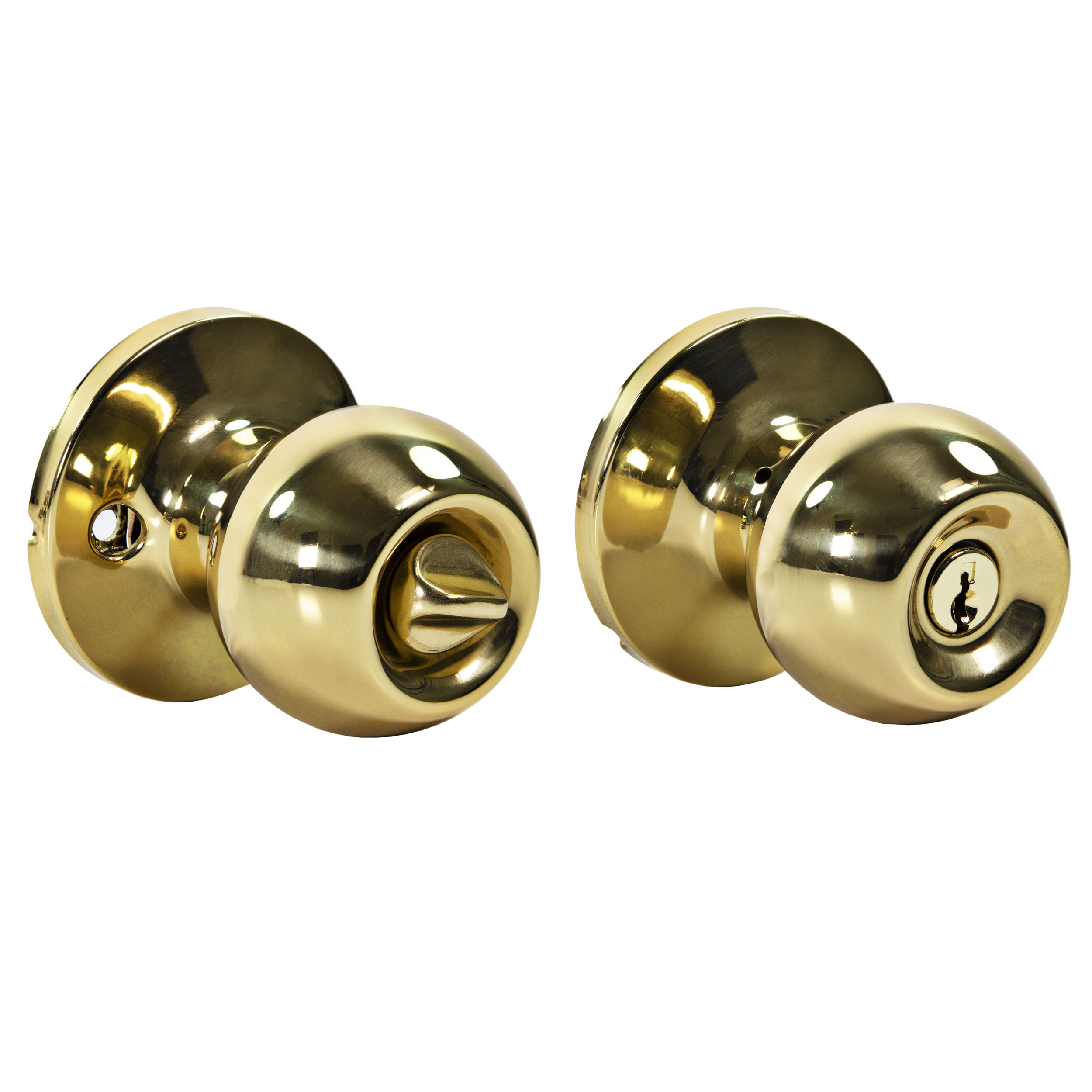 Ultra Security Chestnut Hill Keyed Entry Ball Door Knob - Security Keyed Entry Lockset, KW1 Keyed Entry, Fits 1-3/8" To 1-3/4" Thick Door (Polished Brass Finish, 1 Pack) - image 1 of 10