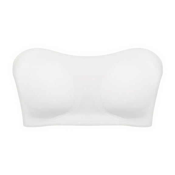 Ultra-Sexy Women's Solid Color Strapless Bra Back Cross Design with Side Buckle, Non-Slip Straps and Removable Breast Pads, Wire-Free Seamless Comfort for Beautiful Back Support,Beige 51