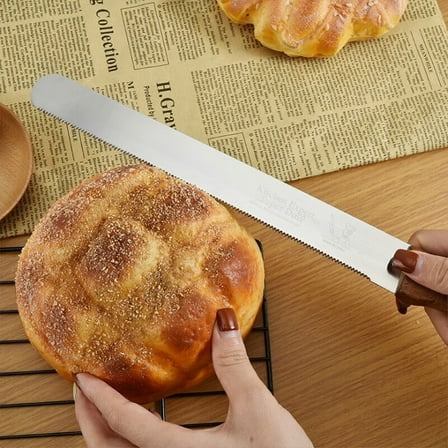 Ultra Sharp Serrated Bread Knife for Homemade Bread with 10 Inch Wide Wavy Edge