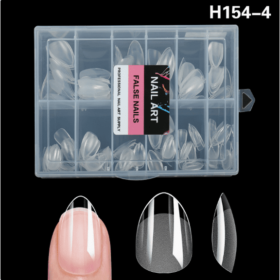 Ultra Short Almond Nail Patch, 216 Small Transparent Almond Nail Soft Gel Fake Nail Patches, Used for Nail Art, Semi Frosted Ultra-Thin Nail Patches, for Girls to Use in DIY Salons at Home