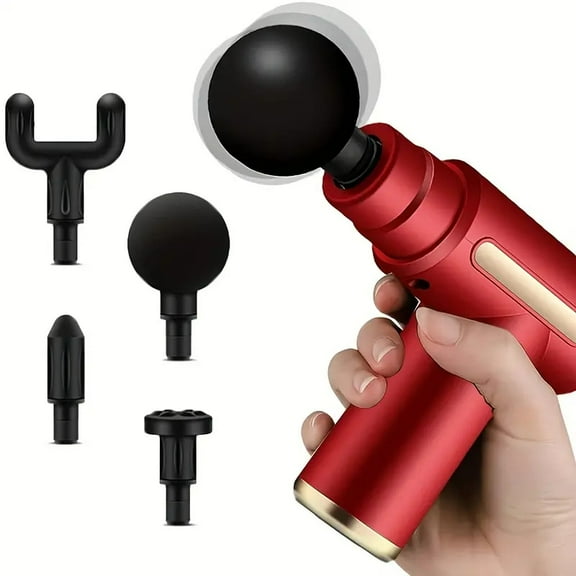 Ultra Silent Handheld Muscle Massage Gun with 4 Replaceable Heads - USB Charging, Deep Tissue, Suitable for Sports & Fitness Lovers