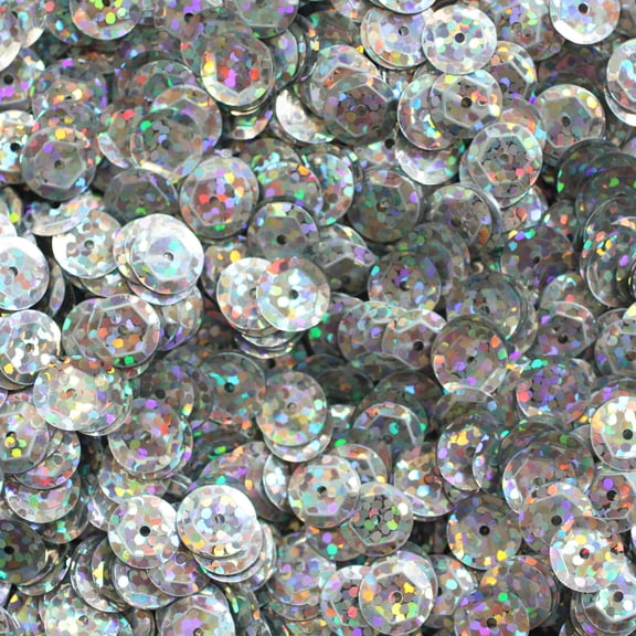 Ultra Silver Cup Sequins 8mm Hologram Glitter Multi Reflective Metallic Made in USA