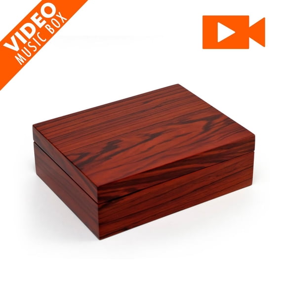 Ultra-Sleek 18 Note Hi Gloss Zebra Striped Wood Finish 7" LCD Video Jewelry Box - Over 400 Song Choices - Pomp & Circumstance