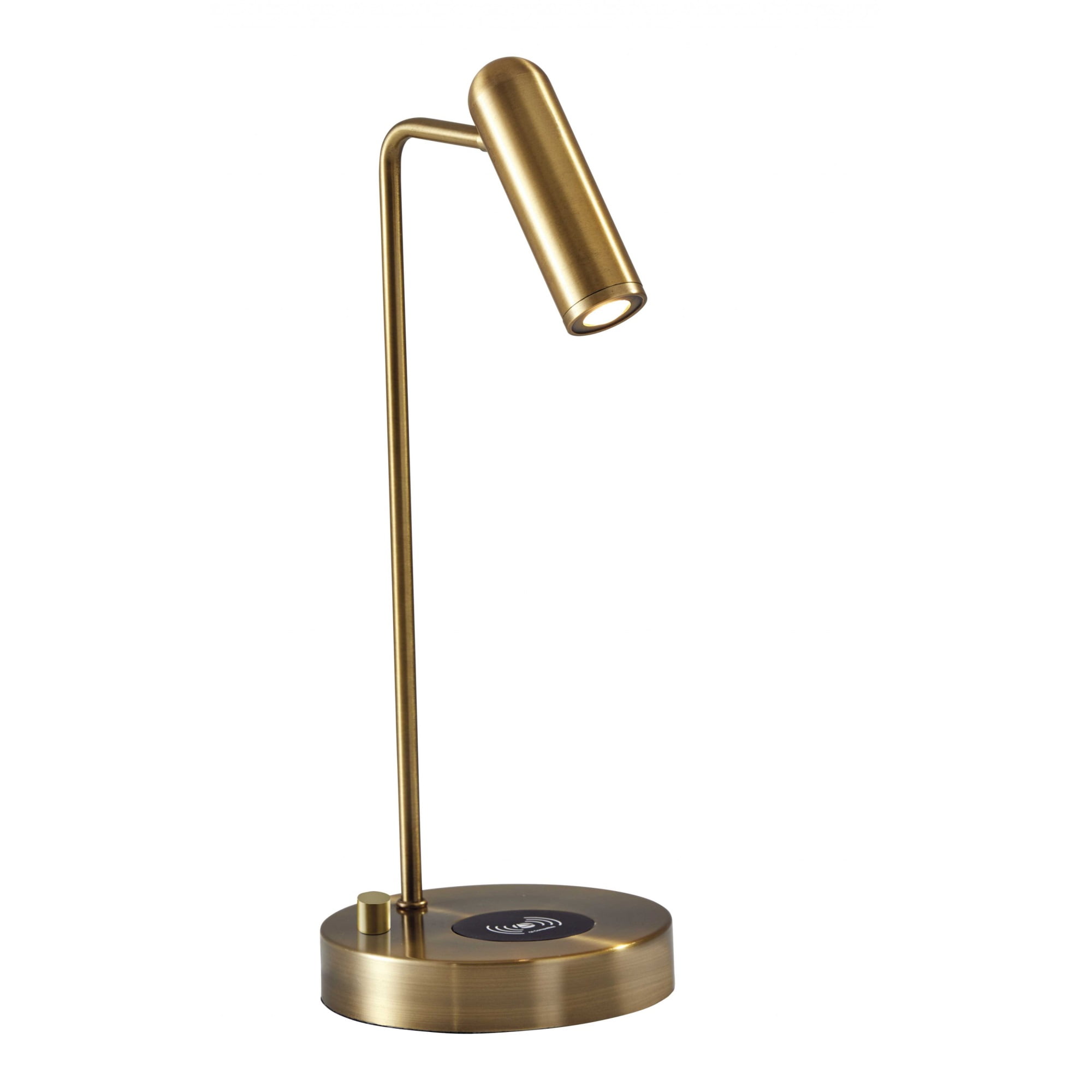 AdessoCharge 17" Antique Brass LED Desk Lamp with Wireless Charging