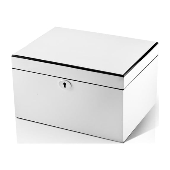 Ultra Sleek Pearl White Lacquer 30 Note Music Jewelry Box - All I Ask of You