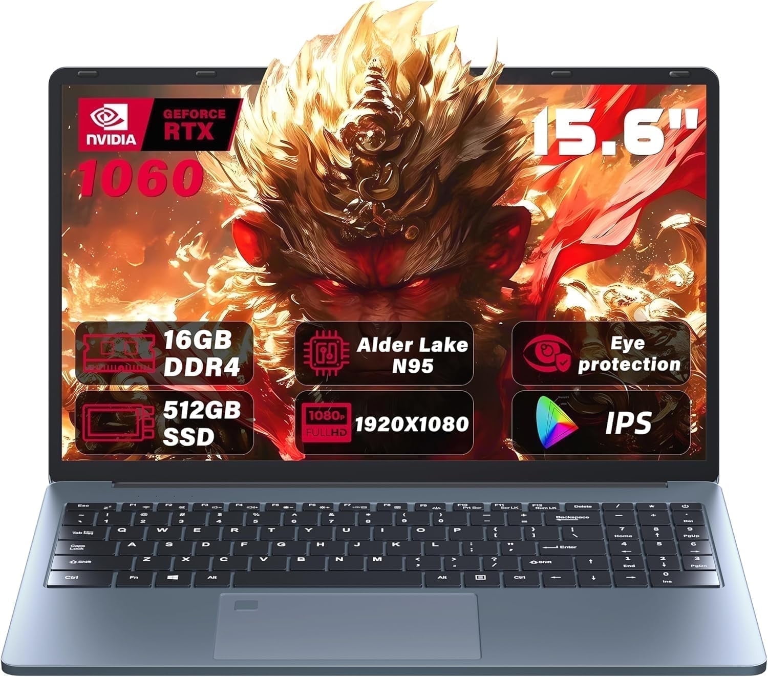 Ultra-Slim 15.6'' FHD Gaming Laptop, In tel N95, Nvidia GTX 1060 4GB ...
