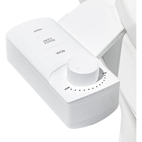 Ultra-Slim Bidet Attachment, Self-Cleaning Dual Nozzle (Front/Rear Wash), One-Finger Command, Ergonomic 3+1 Tactile Controls, Pressure Dial & Tool-Free Install, Instant Hygiene Upgrade