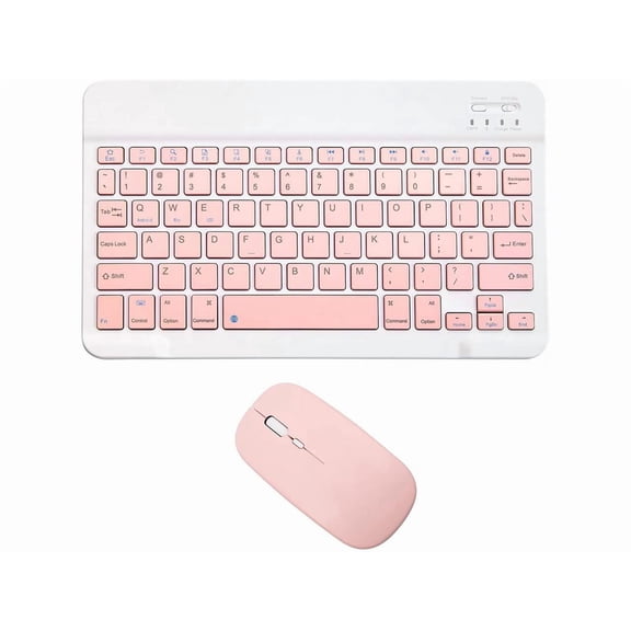 Ultra-Slim Bluetooth Keyboard and Mouse Combo Rechargeable Portable Wireless Keyboard Mouse Set for Apple iPad iPhone iOS 13 and Above Samsung Tablet Phone Smartphone Android Windows Light