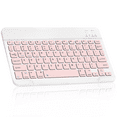 thumbnail image 1 of Ultra-Slim Bluetooth rechargeable Keyboard for Realme X7 Pro and all Bluetooth Enabled iPads, iPhones, Android Tablets, Smartphones, Windows pc - Flamingo Pink, 1 of 5