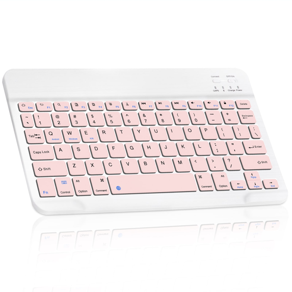 Ultra-Slim Bluetooth rechargeable Keyboard for Realme X7 Pro and all Bluetooth Enabled iPads, iPhones, Android Tablets, Smartphones, Windows pc - Flamingo Pink
