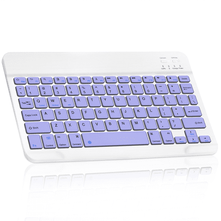 Ultra-Slim Bluetooth rechargeable Keyboard for Fire HD 10 Tablet and all Bluetooth Enabled iPads, iPhones, Android Tablets, Smartphones, Windows pc - Violet Purple