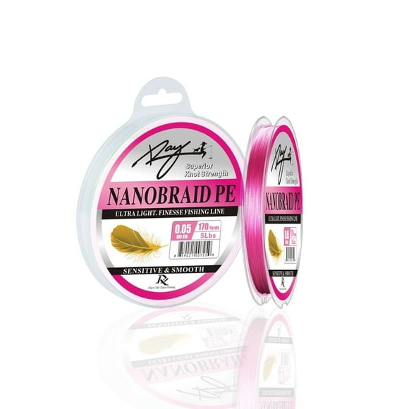 Ultra Slim Braided PE Fishing Line, Strong Knot Strength, Deign for Ultra Light Freshwater Fishing, Come with 3lb Test or 5lb Test, 170Yds Each Spool (Pink-5Lbs, 0.05 mm)