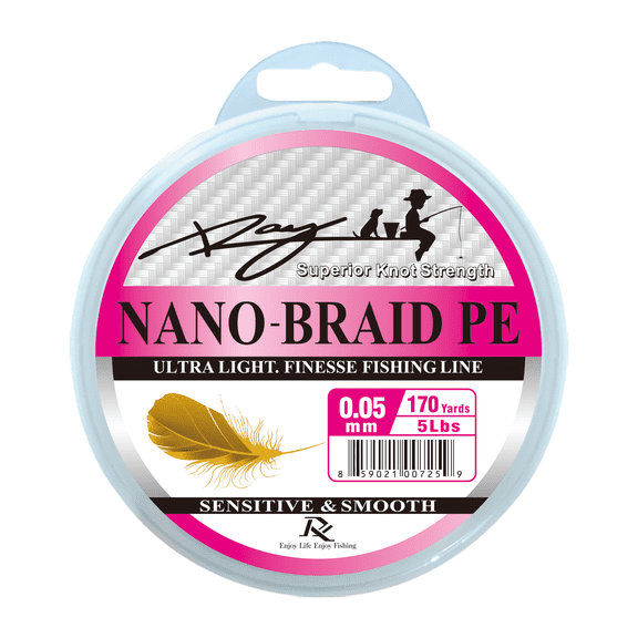 Ultra Slim Braided PE Fishing Line, Strong Knot Strength, Deign for Ultra Light Freshwater Fishing, Come with 3lb Test or 5lb Test, 170Yds Each Spool (Pink, 0.05mm-5Lbs)